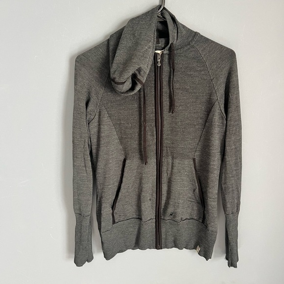 Smartwool Women’s M Full Zip Up Merino Wool Charcoal Hoodie Sweatshirt HOLES - Picture 1 of 7